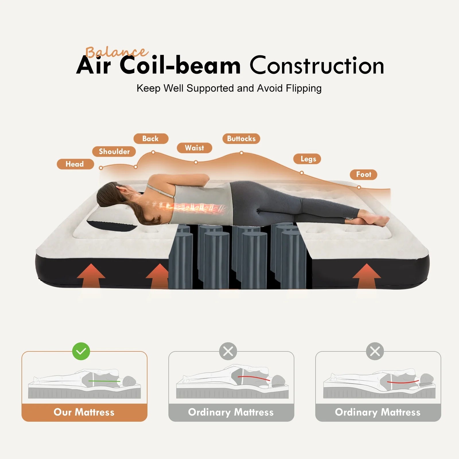 Queen Size 9" Air Mattress with Headboard, Air Couch Sofa Bed