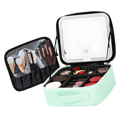 Portable LED Lighted Cosmetic Bag Multiple Compartment Waterproof Design For Nighttime Makeup Application