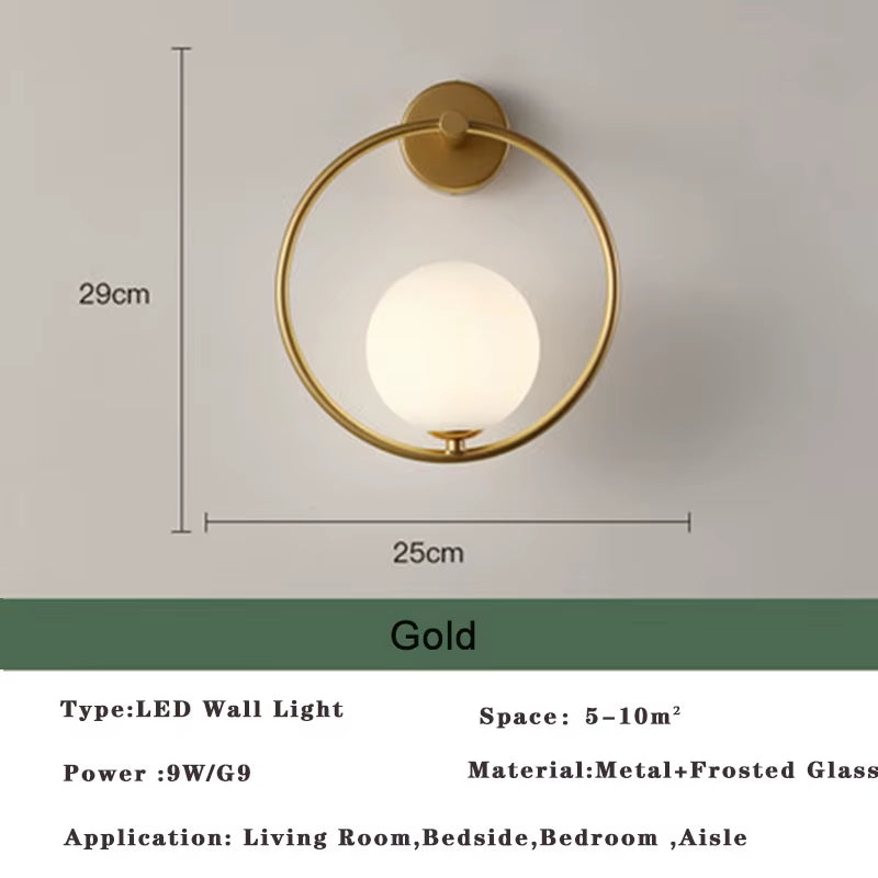 Nordic Golden LED Wall Lamp with 9W G9 Bulb Indoor LED Wall Lighting Fixtures for Bedroom Living Room Black Wall Sconce
