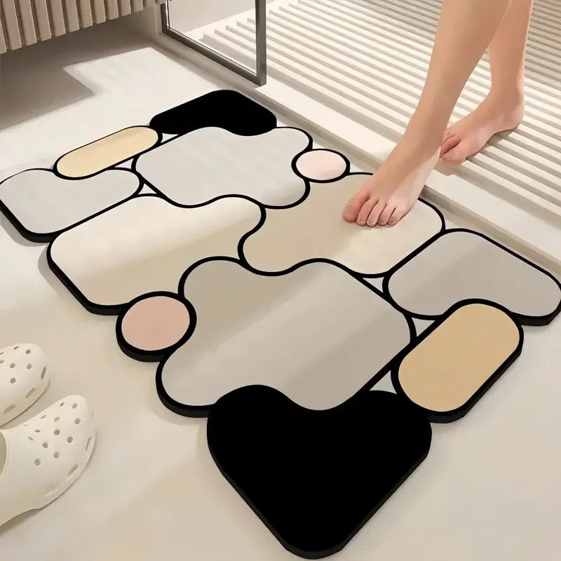 Special-shaped bathroom diatom mud absorbent floor mat toilet non-slip foot mat door mat entrance mat