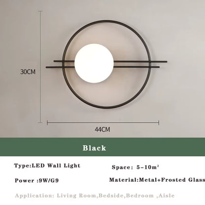 Nordic Golden LED Wall Lamp with 9W G9 Bulb Indoor LED Wall Lighting Fixtures for Bedroom Living Room Black Wall Sconce