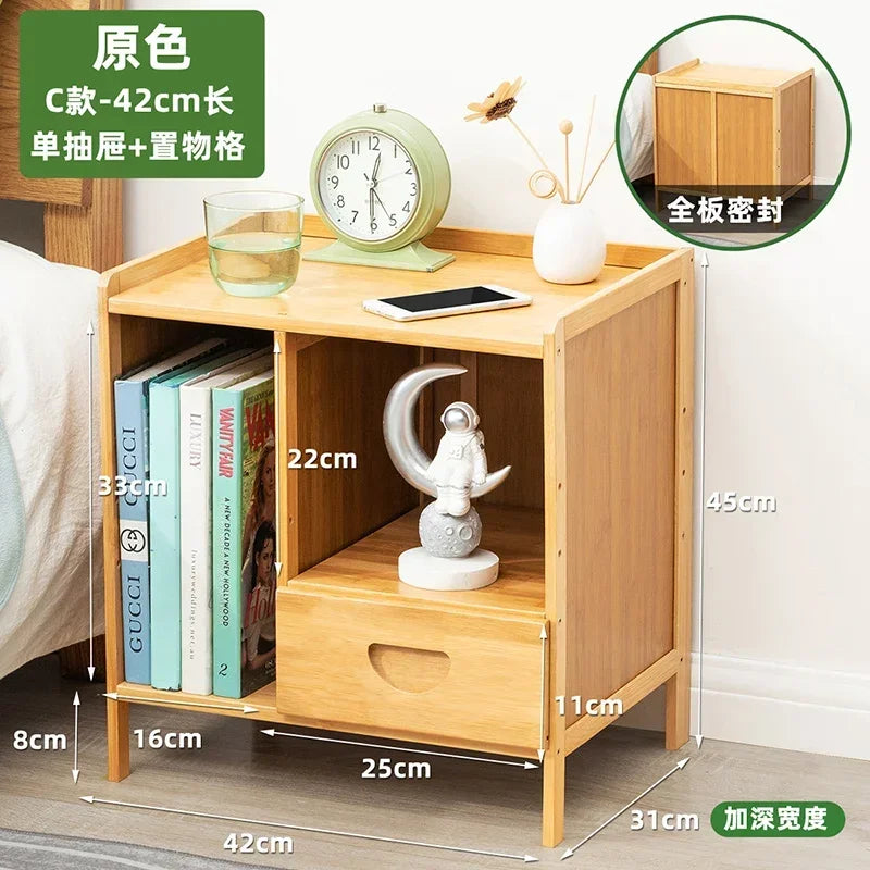 Bamboo Nightstands Bedside Tables with Open Storage Compartments Modern Side Table Easy To Assemble End Table for Bedroom