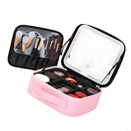 Portable LED Lighted Cosmetic Bag Multiple Compartment Waterproof Design For Nighttime Makeup Application