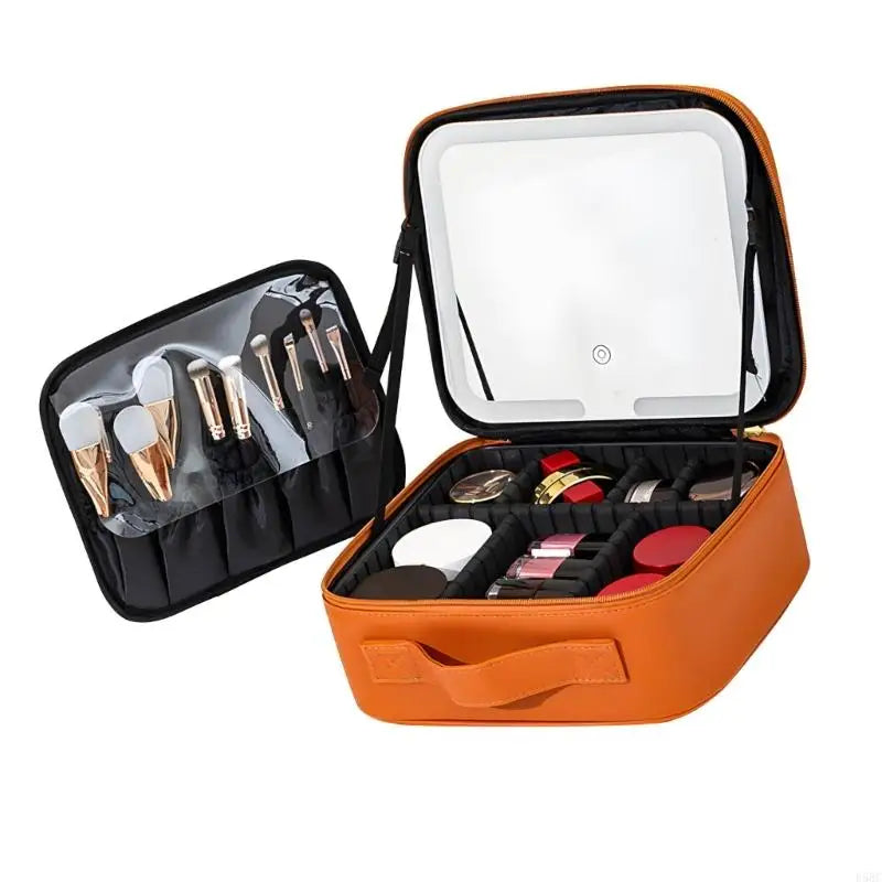 Portable LED Lighted Cosmetic Bag Multiple Compartment Waterproof Design For Nighttime Makeup Application