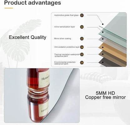 63" x 24" Wall Mirror, Flannel Wrapped Wooden Frame Full Body Mirror, Irregular Wavy Mirror Hanging or Leaning Against Wall