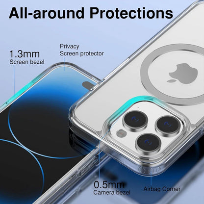 Magnetic Clear Case for APPLE Iphone 16 17 15 14 13 12 11 Pro Max 16 plus 17 Air 16E Wireless Charging Compatible with Magsafe