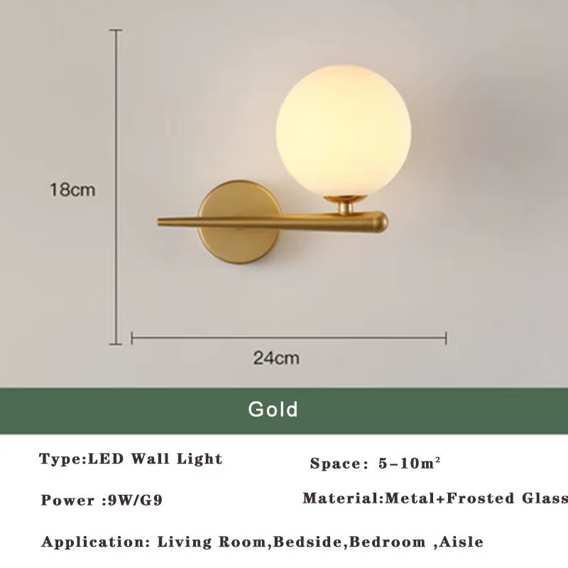Nordic Golden LED Wall Lamp with 9W G9 Bulb Indoor LED Wall Lighting Fixtures for Bedroom Living Room Black Wall Sconce