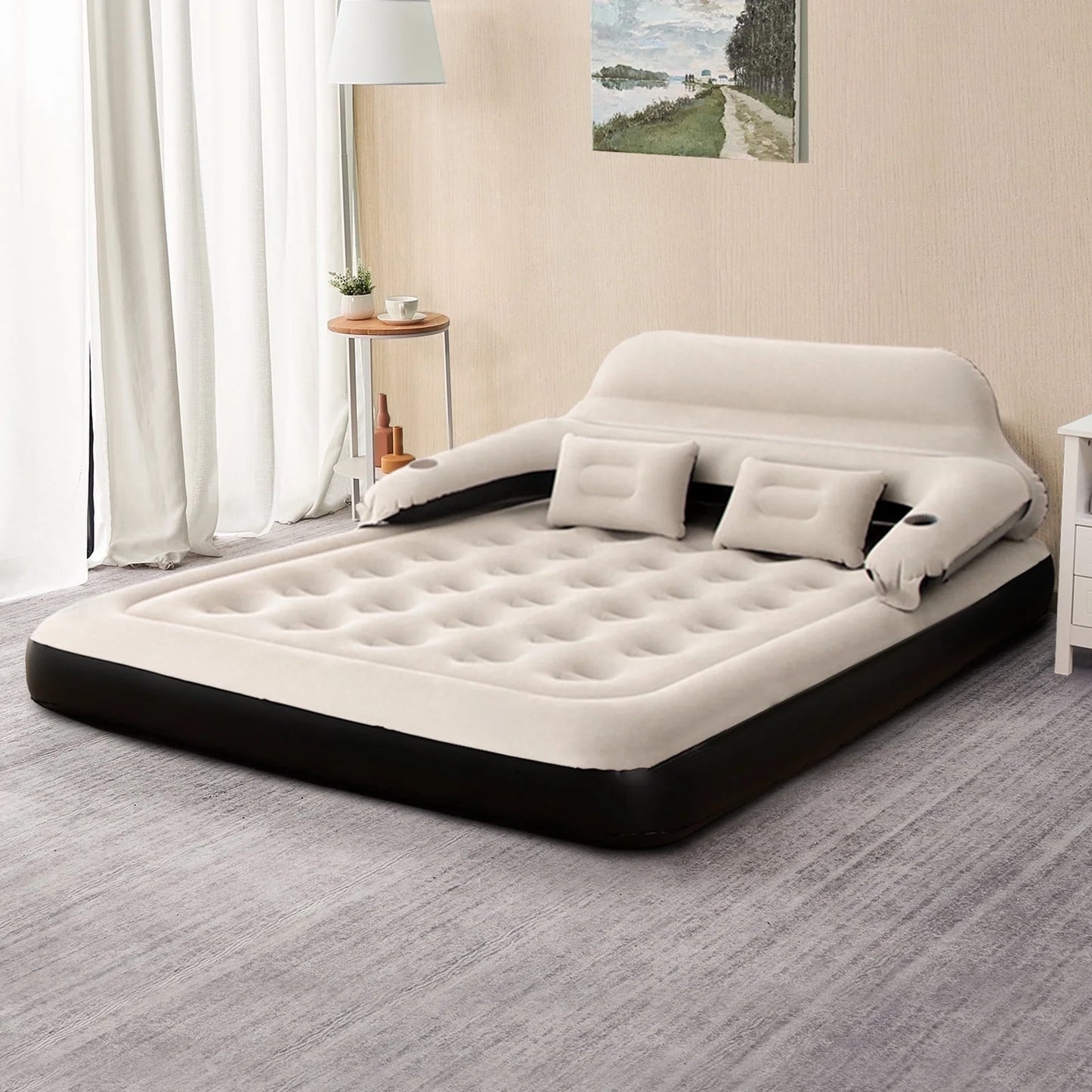 Queen Size 9" Air Mattress with Headboard, Air Couch Sofa Bed