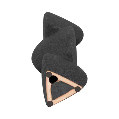 Black 12 In. Stoneware Stacked Taper Candle Holder with Sand Glaze