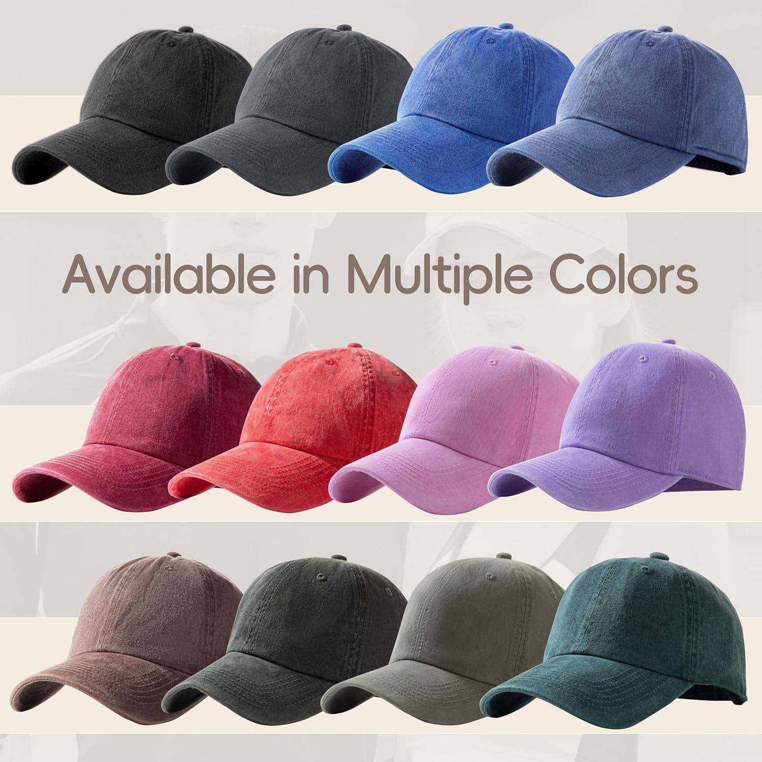 2-Pack Adjustable Vintage Washed Cotton Baseball Caps for Golf Enthusiasts - Unisex Design