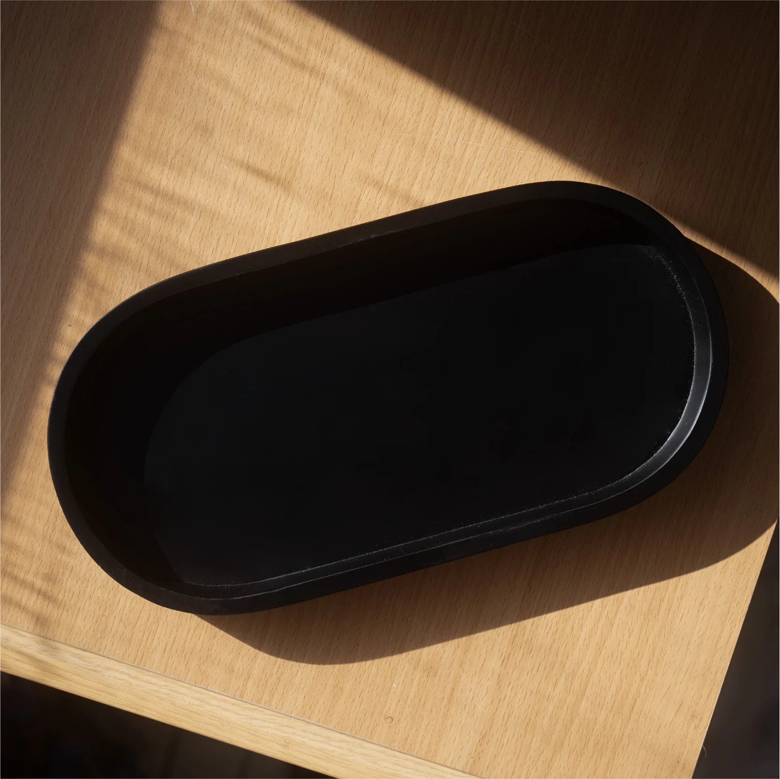 Black Ceramic Oval Tray, 11.8" W