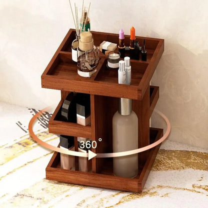Rotating Perfume Rack Storage Rack Wooden Rotating Cosmetic Organizer with Capacity Multi-layer Design for Perfume Display
