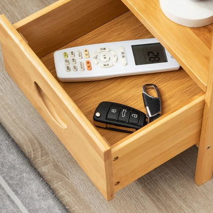 Bamboo Nightstands Bedside Tables with Open Storage Compartments Modern Side Table Easy To Assemble End Table for Bedroom