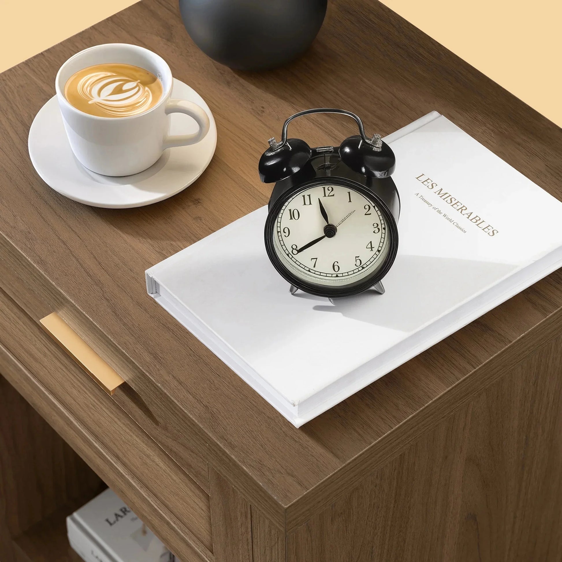 Nightstand with Drawers Farmhouse Nightstand Set of 2 Classic Walnut