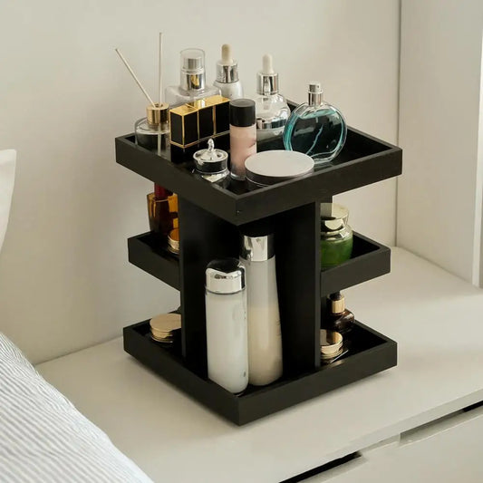 Rotating Perfume Rack Storage Rack Wooden Rotating Cosmetic Organizer with Capacity Multi-layer Design for Perfume Display