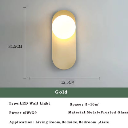 Nordic Golden LED Wall Lamp with 9W G9 Bulb Indoor LED Wall Lighting Fixtures for Bedroom Living Room Black Wall Sconce