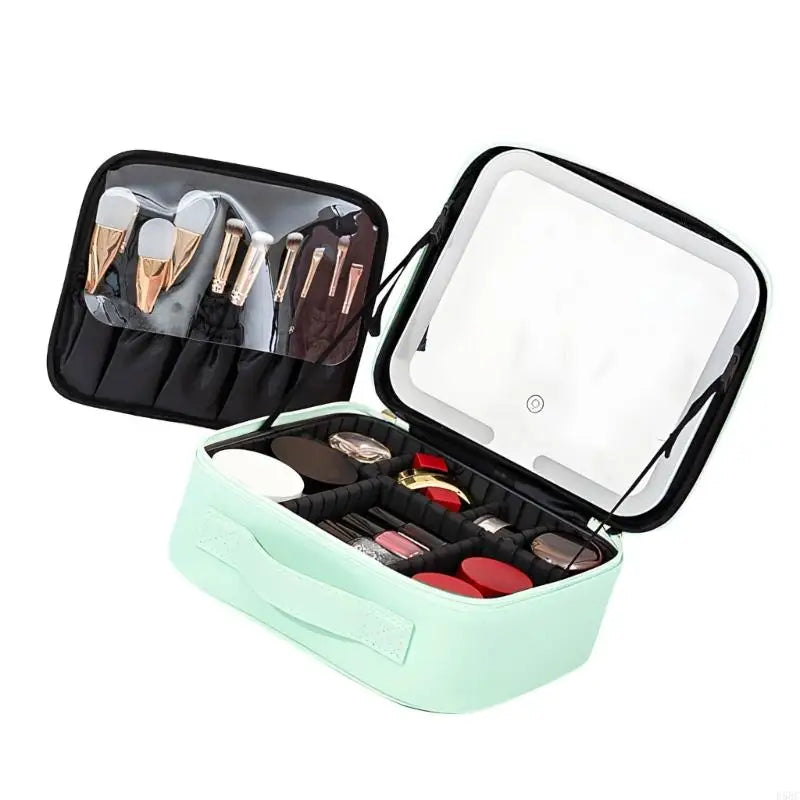 Portable LED Lighted Cosmetic Bag Multiple Compartment Waterproof Design For Nighttime Makeup Application