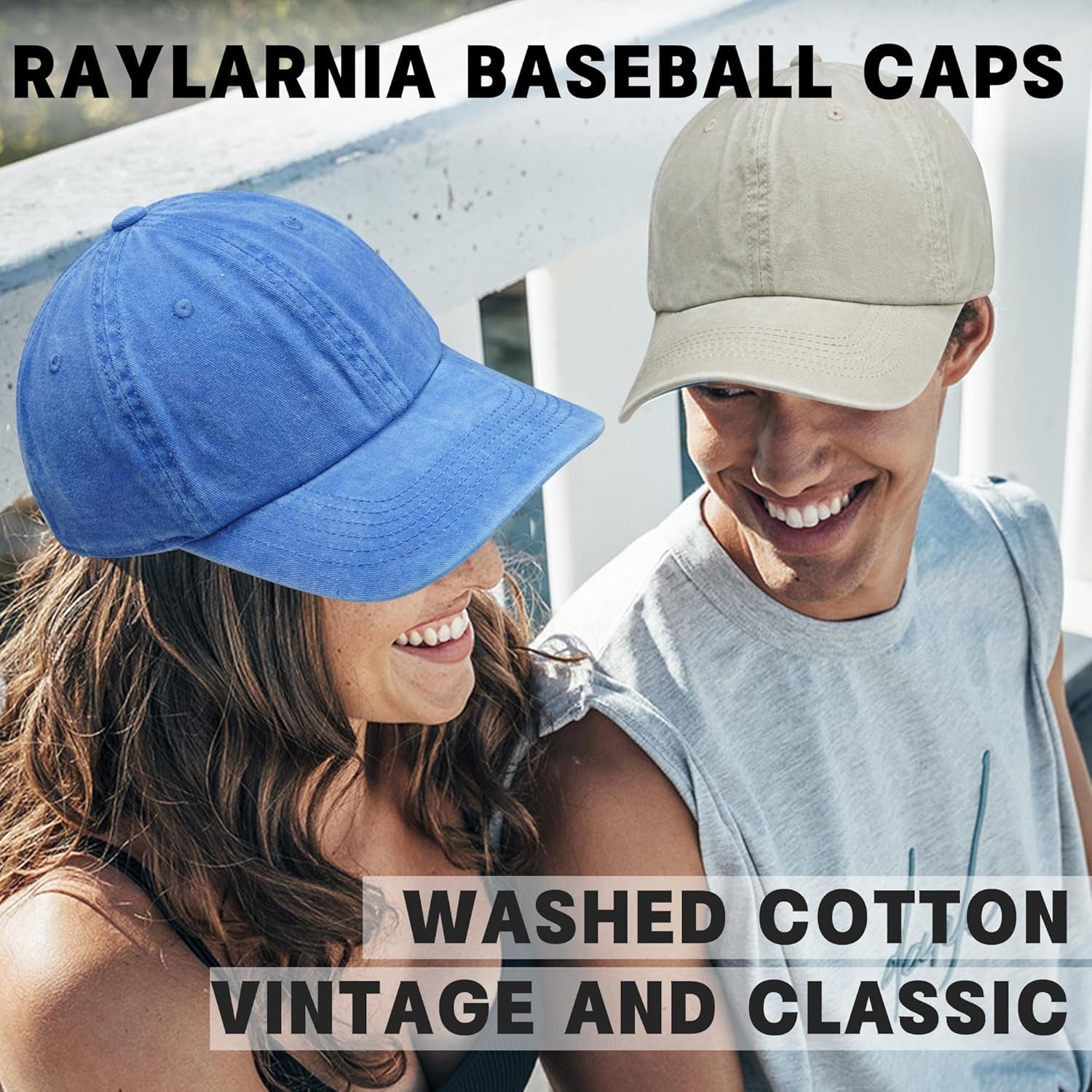 2-Pack Adjustable Vintage Washed Cotton Baseball Caps for Golf Enthusiasts - Unisex Design
