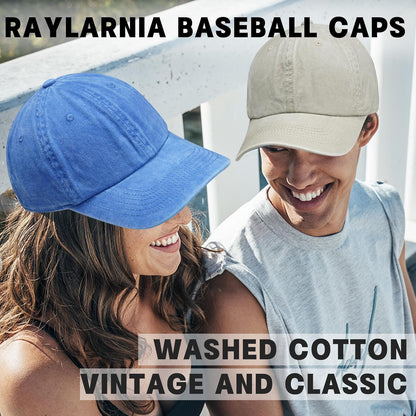 2-Pack Adjustable Vintage Washed Cotton Baseball Caps for Golf Enthusiasts - Unisex Design