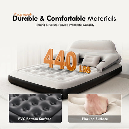 Queen Size 9" Air Mattress with Headboard, Air Couch Sofa Bed