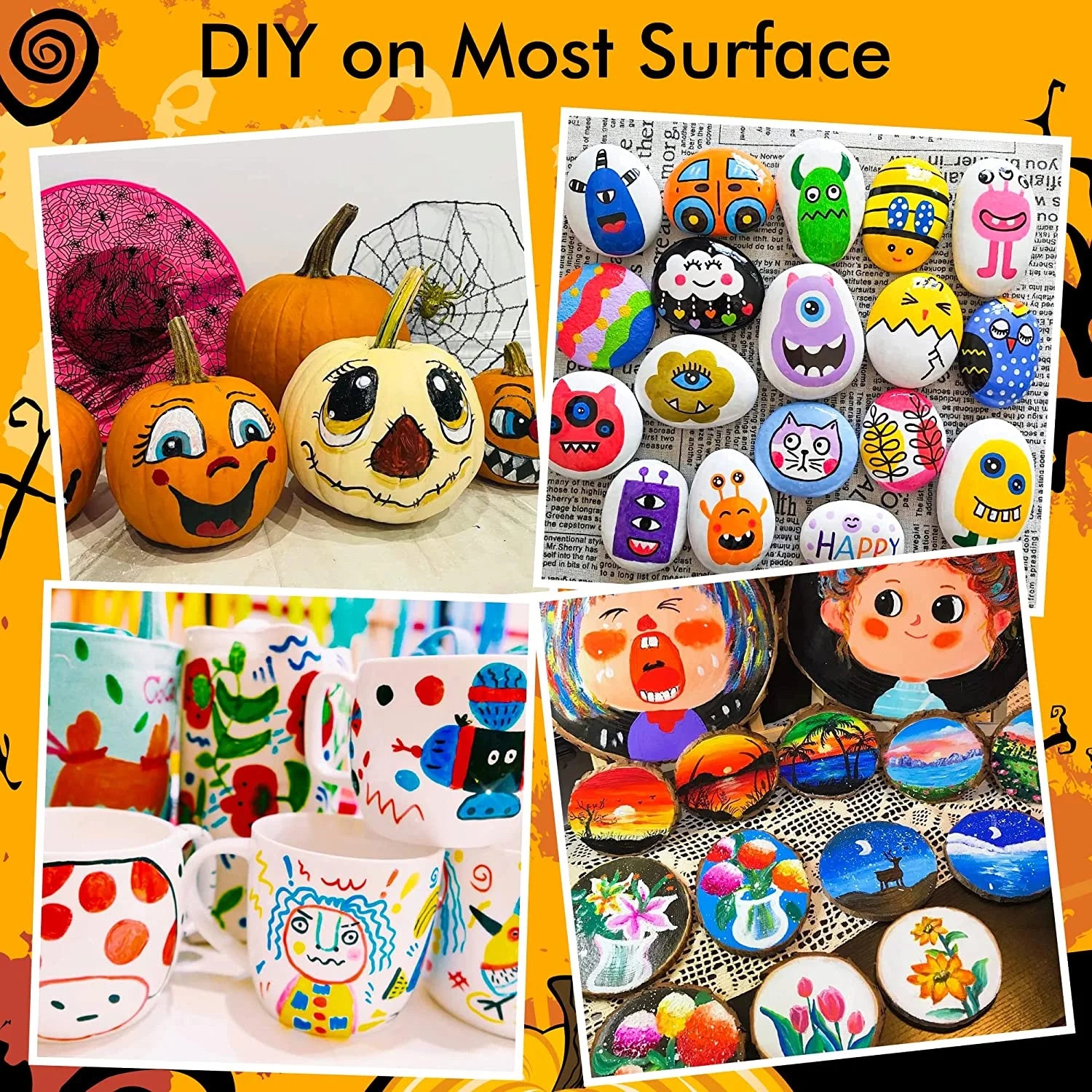 36 Colors Dual Tip Acrylic Paint Markers, Brush Tip and Fine Tip Acrylic Paint Pens for Rock Painting, Ceramic, Wood, Canvas, Plastic, Glass, Stone, Calligraphy, Card Making, DIY Crafts