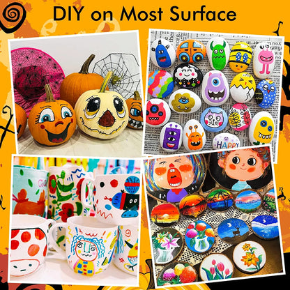 36 Colors Dual Tip Acrylic Paint Markers, Brush Tip and Fine Tip Acrylic Paint Pens for Rock Painting, Ceramic, Wood, Canvas, Plastic, Glass, Stone, Calligraphy, Card Making, DIY Crafts