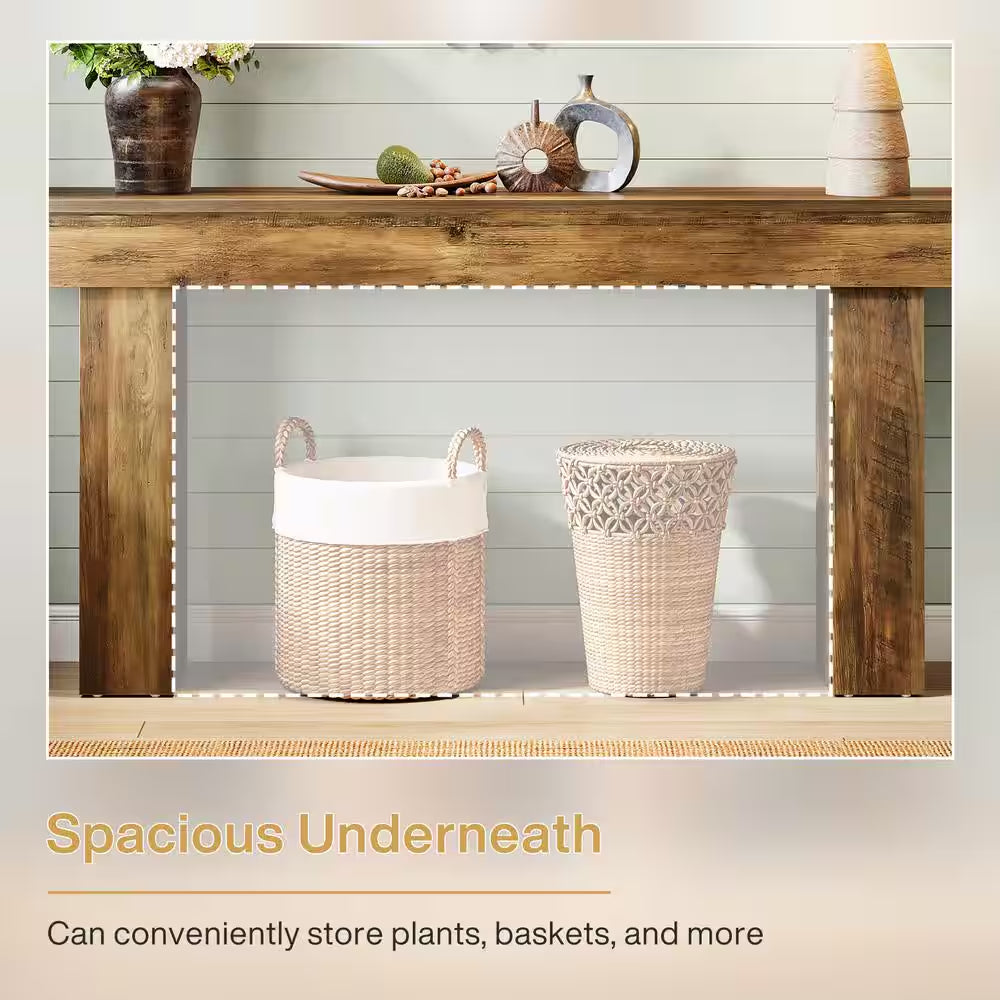 Turrella 63 In. Rectangle Farmhouse Entryway Table, Wood Console Table behind Couch Table for Entrance, Living Room