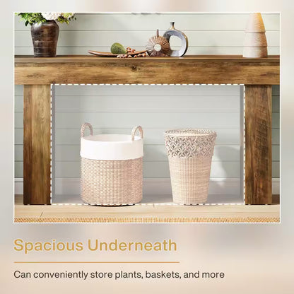 Turrella 63 In. Rectangle Farmhouse Entryway Table, Wood Console Table behind Couch Table for Entrance, Living Room