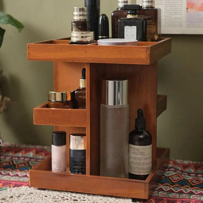 Rotating Perfume Rack Storage Rack Wooden Rotating Cosmetic Organizer with Capacity Multi-layer Design for Perfume Display
