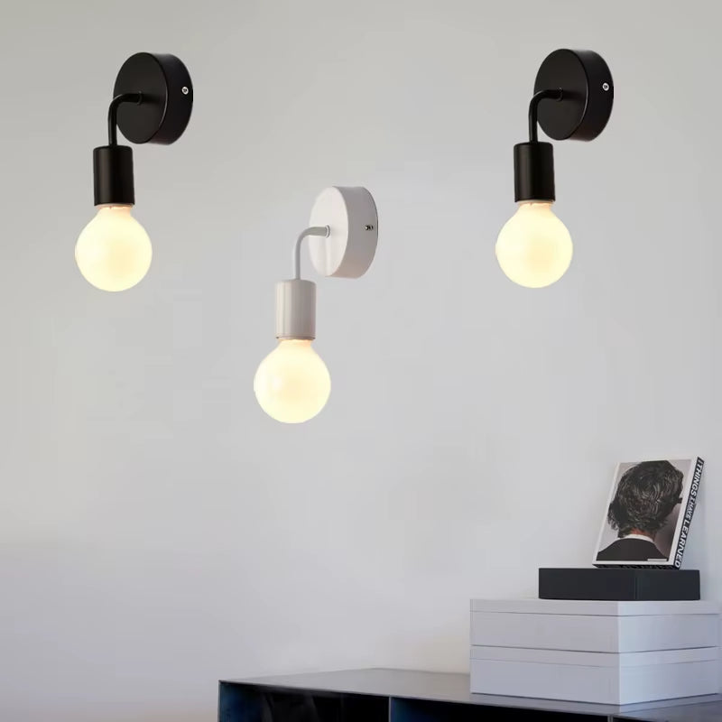 Nordic Modern Wall Lamp Iron Black E27 Indoor Lighting Bedside Bedroom Bathroom Lamp Sconce Wall Light Fixture Industrial Decor