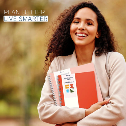 2026 Appointment Book Planner 6.5 X 8.5 Inch Large Peach Tabbed Daily Hourly Weekly Planner Schedule Book 30 Minute Time Slots Business & Personal Planner Jan 2026 Dec 2026