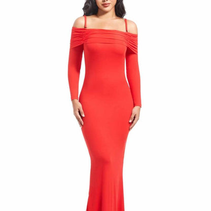 Long Sleeve Maxi Shapewear Dress with Built in Body Shaper Formal Womenswear Underwear Lady Underwear Lady Workwear Formal Wear Basic Clothing