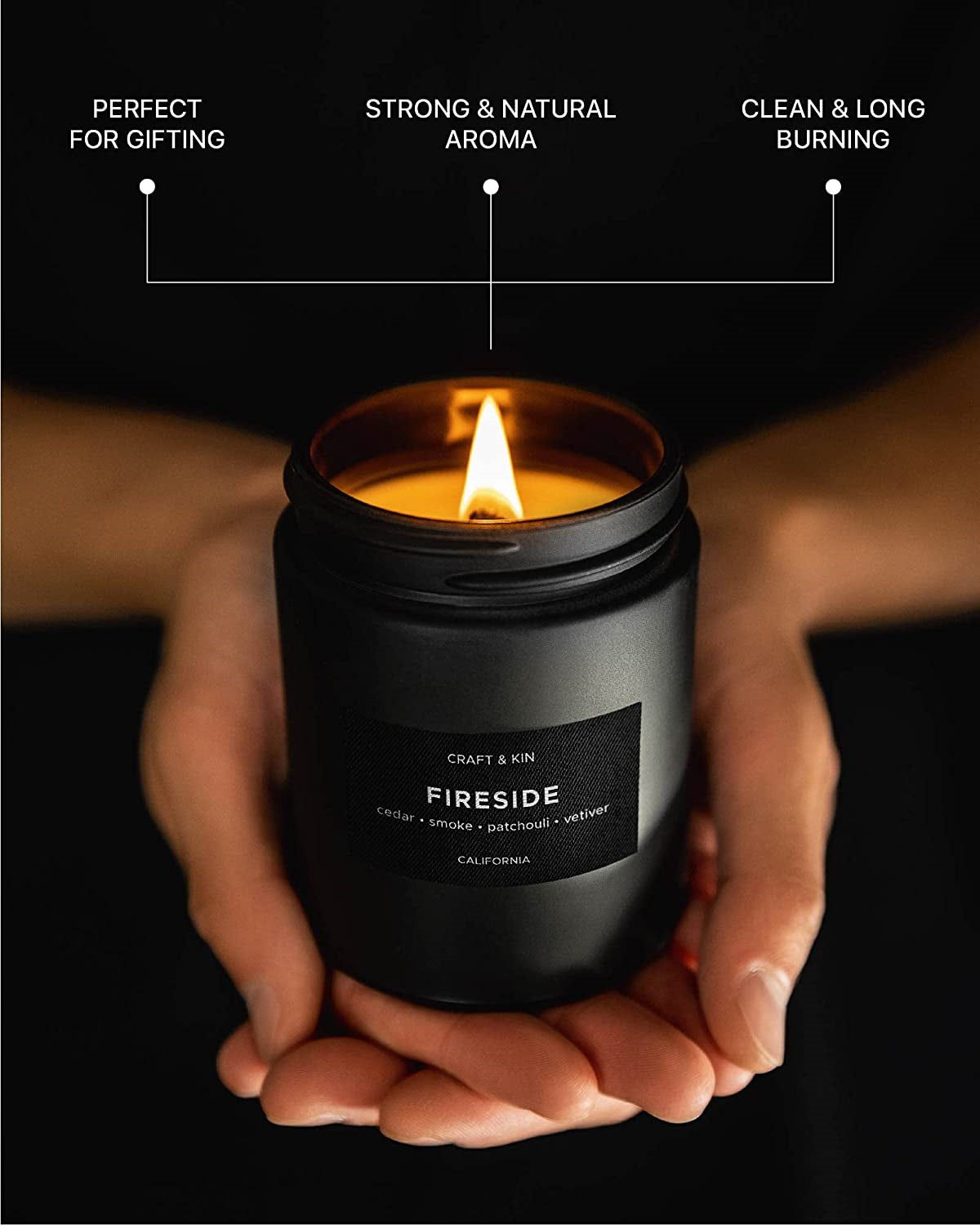 Scented Candles for Men | Smokey Fireside Scented Candle | Aromatherapy Candle