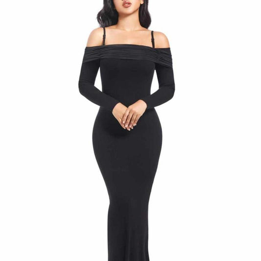 Long Sleeve Maxi Shapewear Dress with Built in Body Shaper Formal Womenswear Underwear Lady Underwear Lady Workwear Formal Wear Basic Clothing