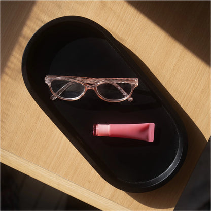 Black Ceramic Oval Tray, 11.8" W