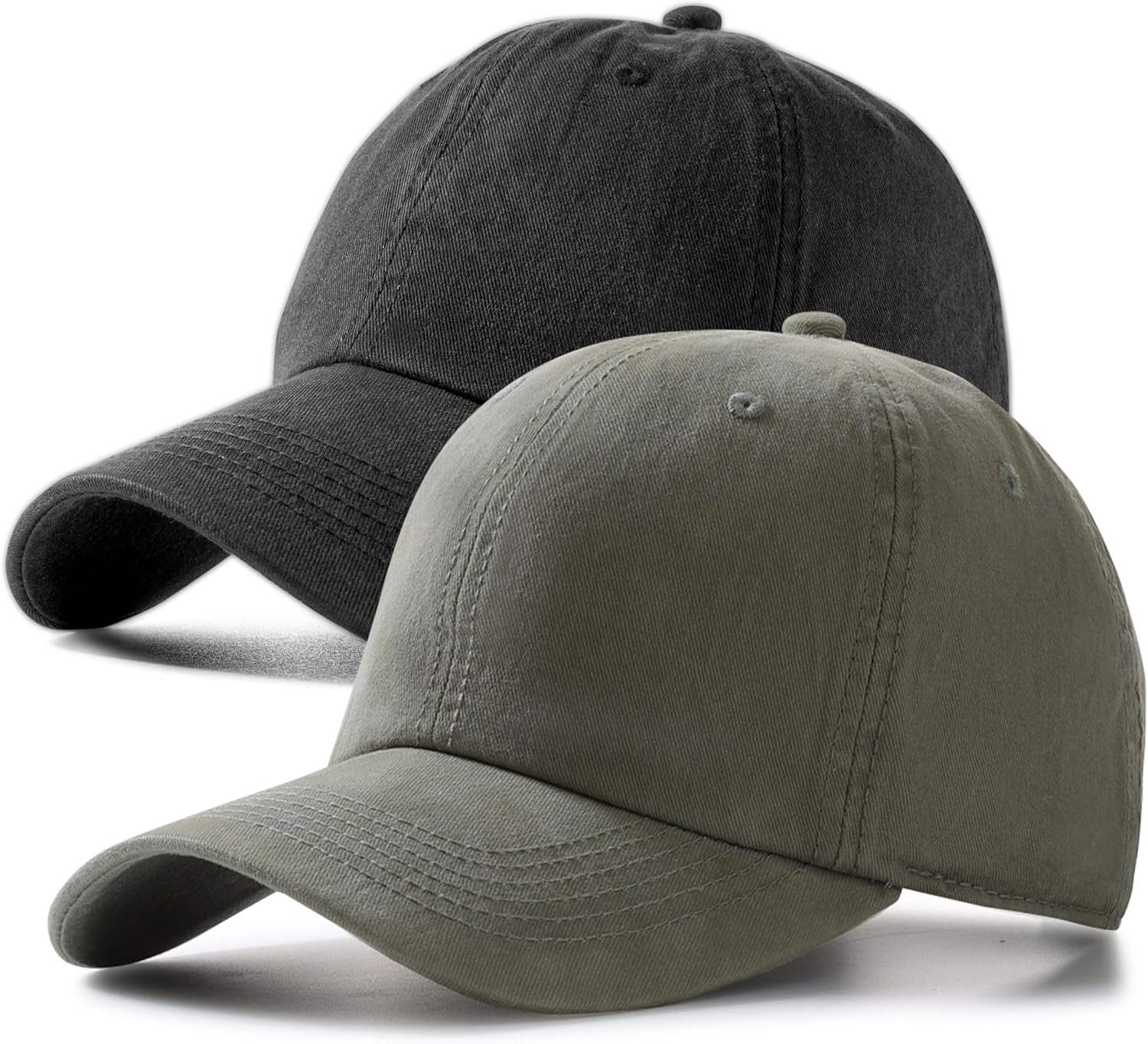 2-Pack Adjustable Vintage Washed Cotton Baseball Caps for Golf Enthusiasts - Unisex Design