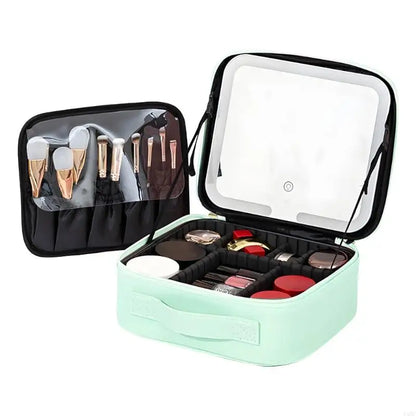Portable LED Lighted Cosmetic Bag Multiple Compartment Waterproof Design For Nighttime Makeup Application