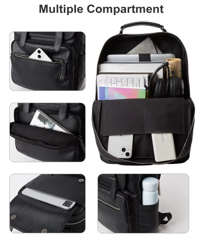 Leather PU Backpack Men Mochila Laptop Backpack School Travel Leather Backpack