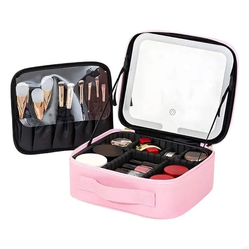 Portable LED Lighted Cosmetic Bag Multiple Compartment Waterproof Design For Nighttime Makeup Application