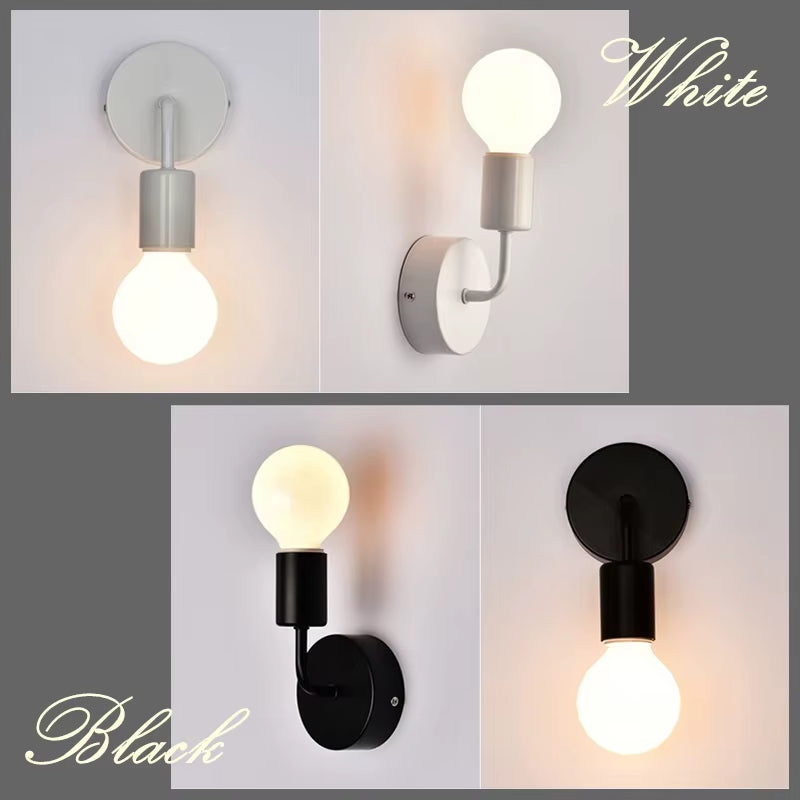 Nordic Modern Wall Lamp Iron Black E27 Indoor Lighting Bedside Bedroom Bathroom Lamp Sconce Wall Light Fixture Industrial Decor