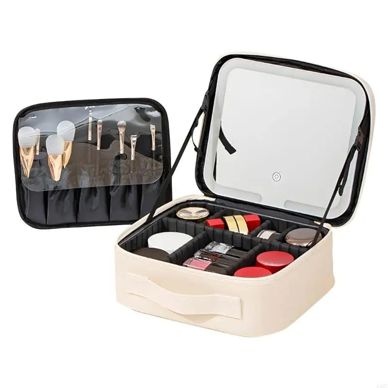 Portable LED Lighted Cosmetic Bag Multiple Compartment Waterproof Design For Nighttime Makeup Application
