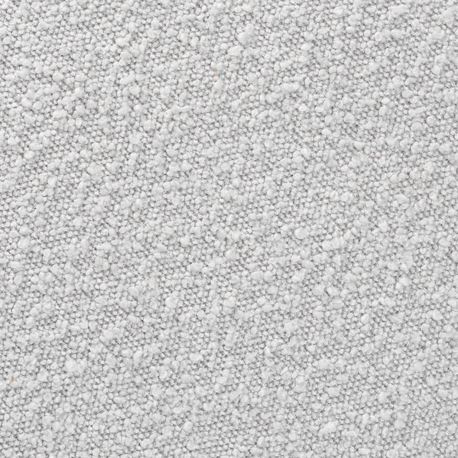 Fisk Japandi Light Grey Boucle Fabric and Walnut Brown Finished Wood Ottoman Footstool