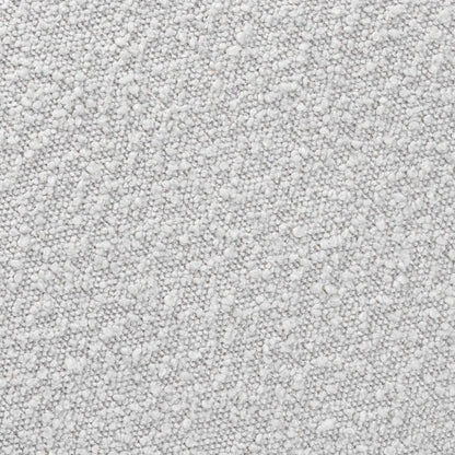 Fisk Japandi Light Grey Boucle Fabric and Walnut Brown Finished Wood Ottoman Footstool