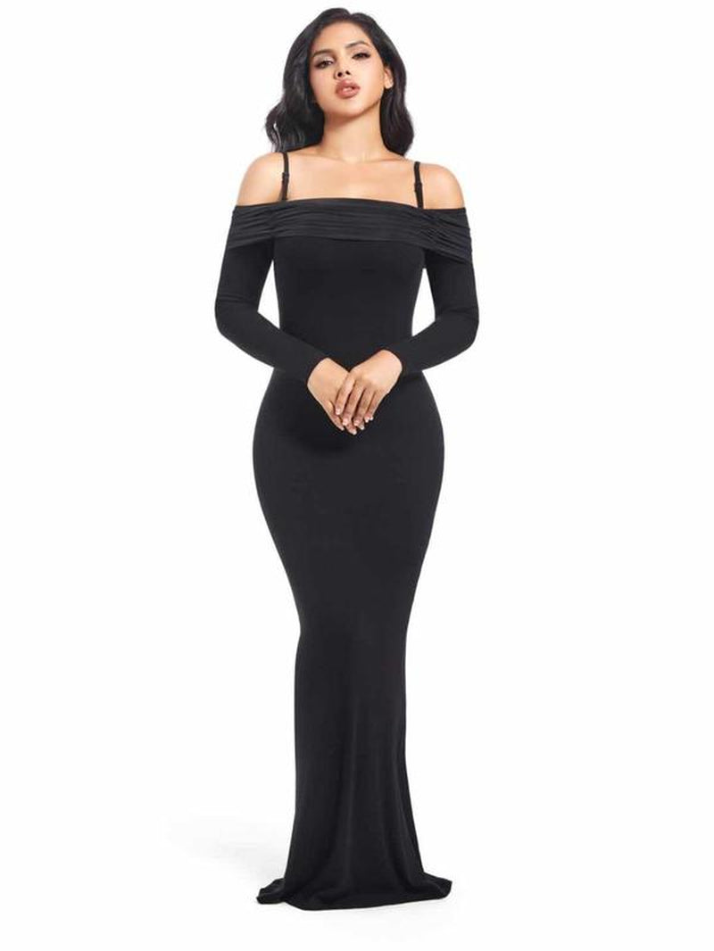 Long Sleeve Maxi Shapewear Dress with Built in Body Shaper Formal Womenswear Underwear Lady Underwear Lady Workwear Formal Wear Basic Clothing