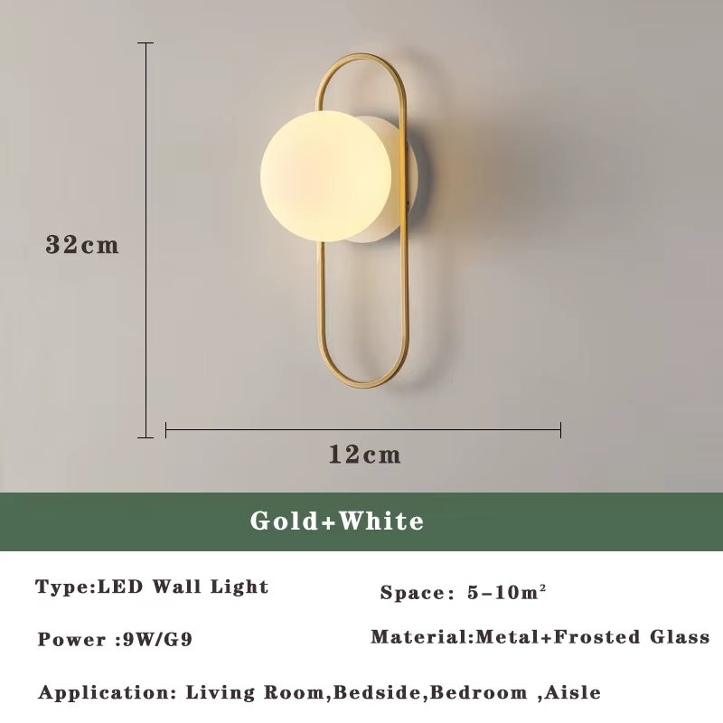 Nordic Golden LED Wall Lamp with 9W G9 Bulb Indoor LED Wall Lighting Fixtures for Bedroom Living Room Black Wall Sconce