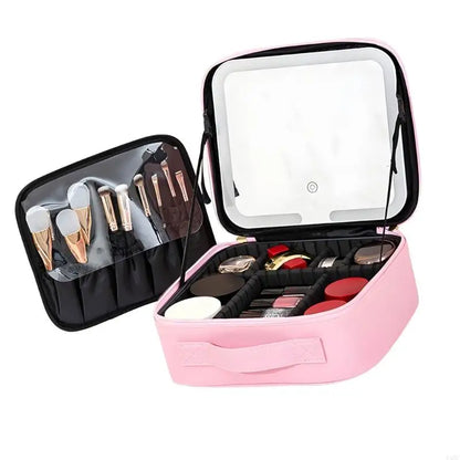 Portable LED Lighted Cosmetic Bag Multiple Compartment Waterproof Design For Nighttime Makeup Application