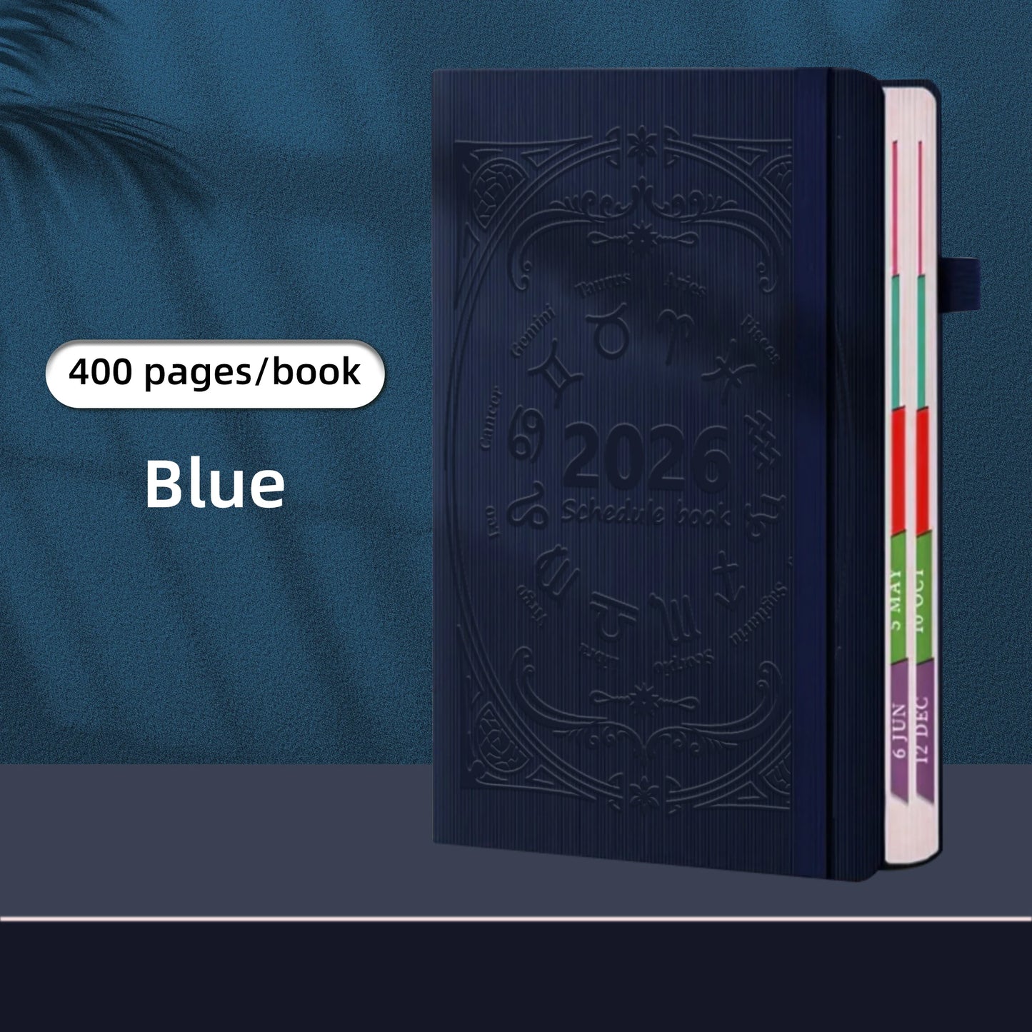 2026 A5 Textured PU Portable Agenda Book English Calendar Book Notepads Creative Daily Planner Reminder Desktop Date Calendar