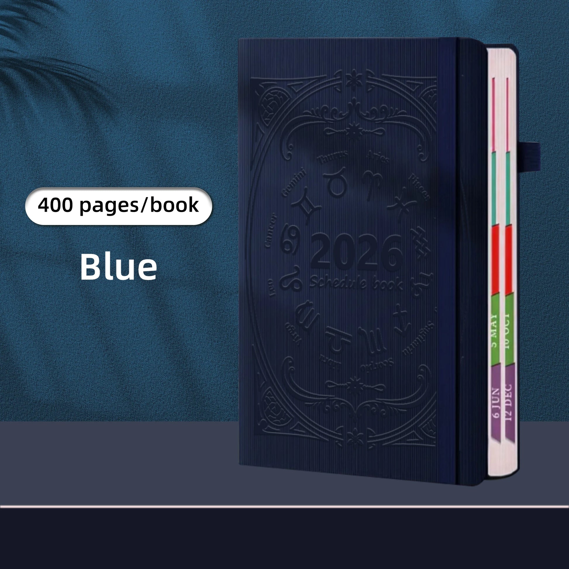 2026 A5 Textured PU Portable Agenda Book English Calendar Book Notepads Creative Daily Planner Reminder Desktop Date Calendar