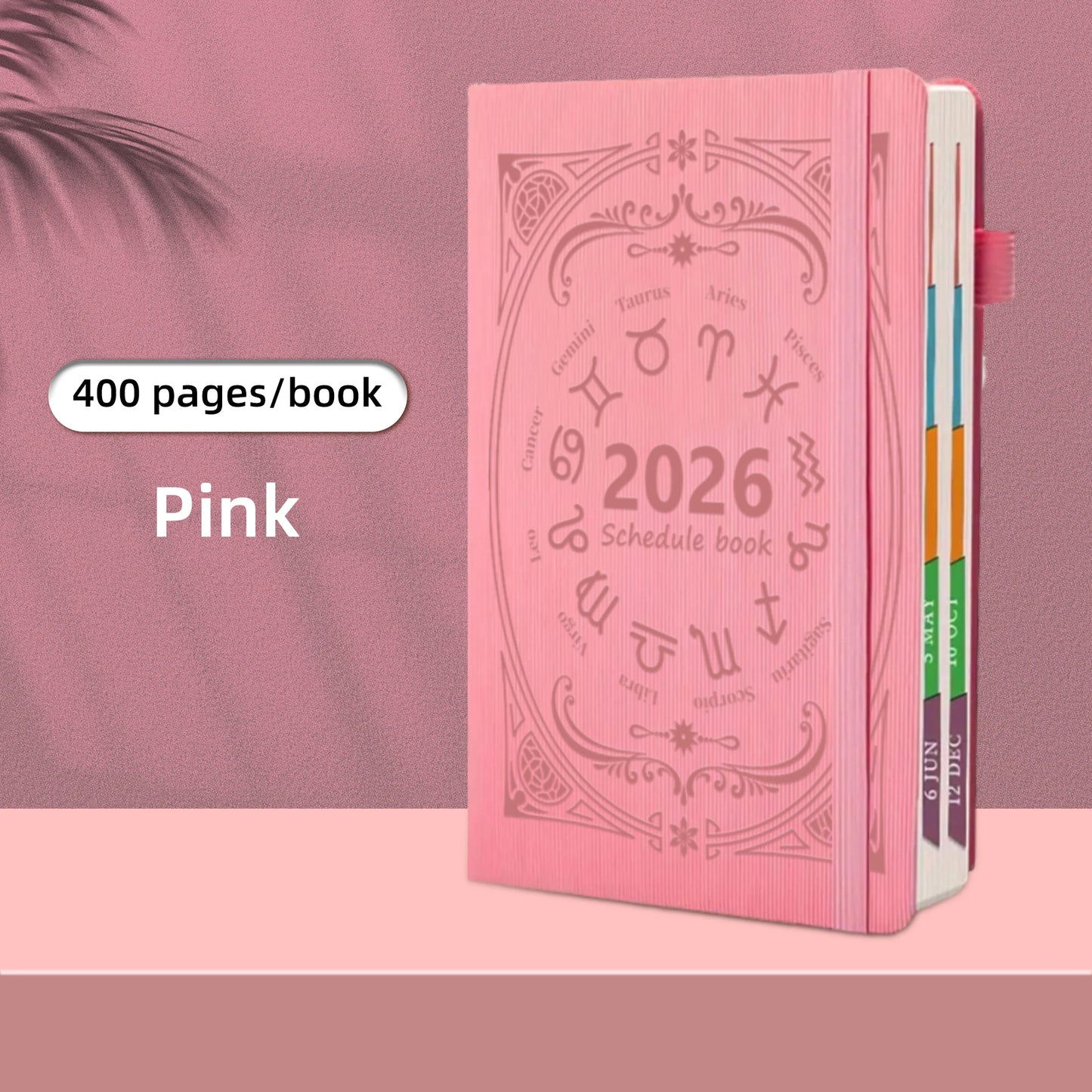 2026 A5 Textured PU Portable Agenda Book English Calendar Book Notepads Creative Daily Planner Reminder Desktop Date Calendar