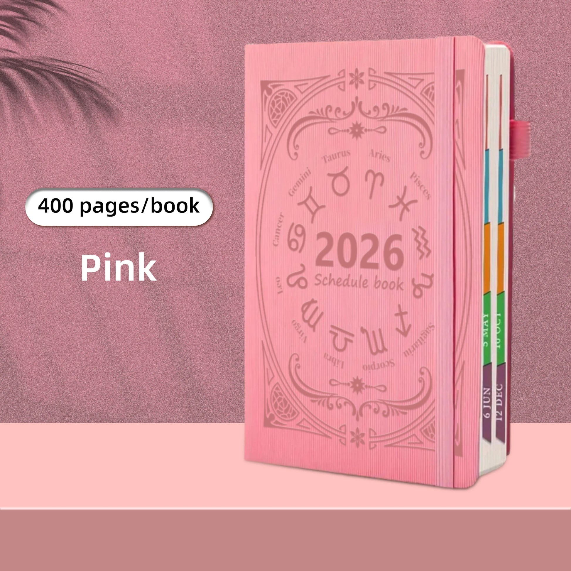 2026 A5 Textured PU Portable Agenda Book English Calendar Book Notepads Creative Daily Planner Reminder Desktop Date Calendar